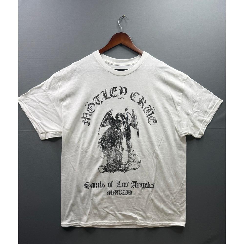 Motley Crue T-Shirt Mens White Saints of Los Angeles Graphic Band Tee XL